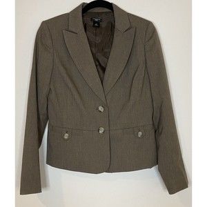 Ann Taylor Women's Light Brown Button Faux Pockets Single Breast Blazer Size 6P